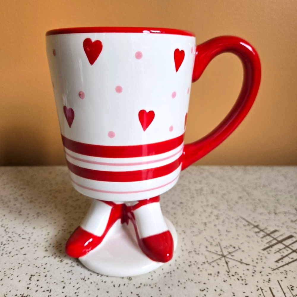 Red Hearts & Stripes With Shoes Mug